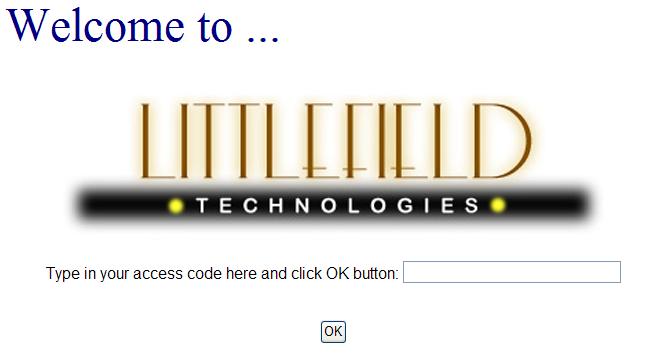 Registration start page for Littlefield Technologies